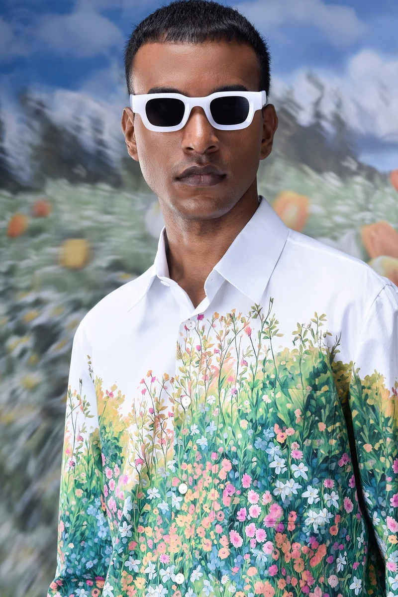 Genes Lecoanet Hemant Poplin Meadow Regular Fit Shirt